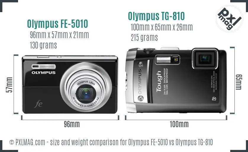 Olympus FE-5010 vs Olympus TG-810 size comparison
