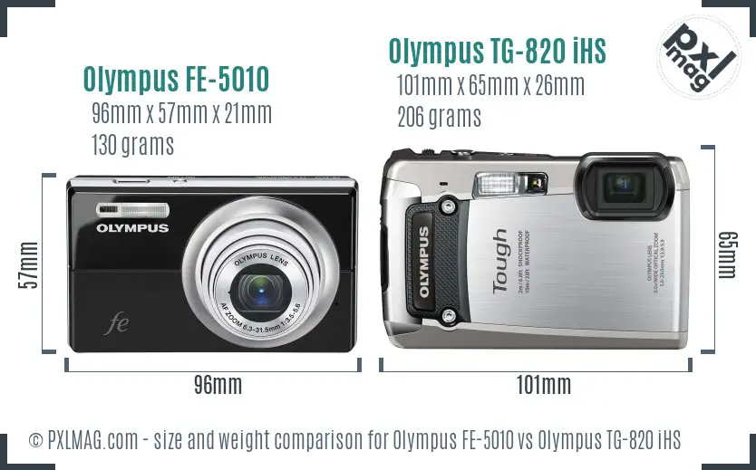 Olympus FE-5010 vs Olympus TG-820 iHS size comparison