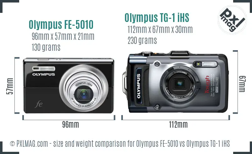 Olympus FE-5010 vs Olympus TG-1 iHS size comparison
