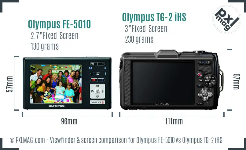 Olympus FE-5010 vs Olympus TG-2 iHS Screen and Viewfinder comparison
