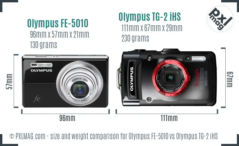 Olympus FE-5010 vs Olympus TG-2 iHS size comparison