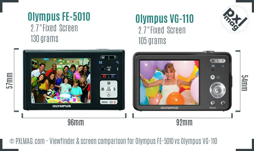Olympus FE-5010 vs Olympus VG-110 Screen and Viewfinder comparison