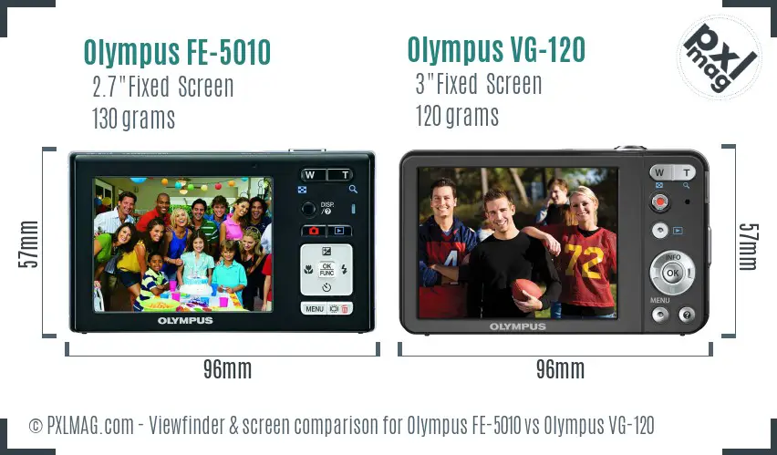 Olympus FE-5010 vs Olympus VG-120 Screen and Viewfinder comparison