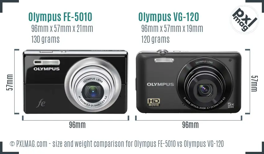 Olympus FE-5010 vs Olympus VG-120 size comparison