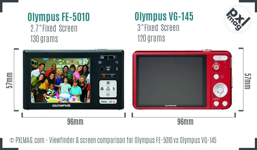 Olympus FE-5010 vs Olympus VG-145 Screen and Viewfinder comparison