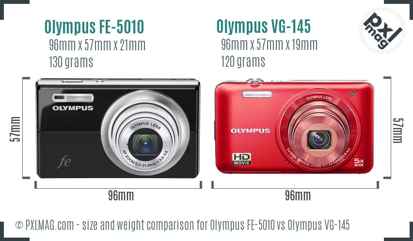Olympus FE-5010 vs Olympus VG-145 size comparison