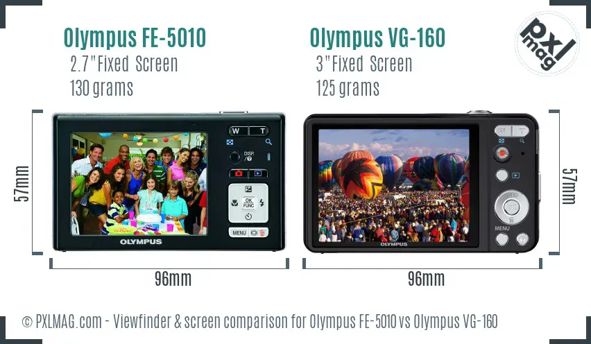 Olympus FE-5010 vs Olympus VG-160 Screen and Viewfinder comparison
