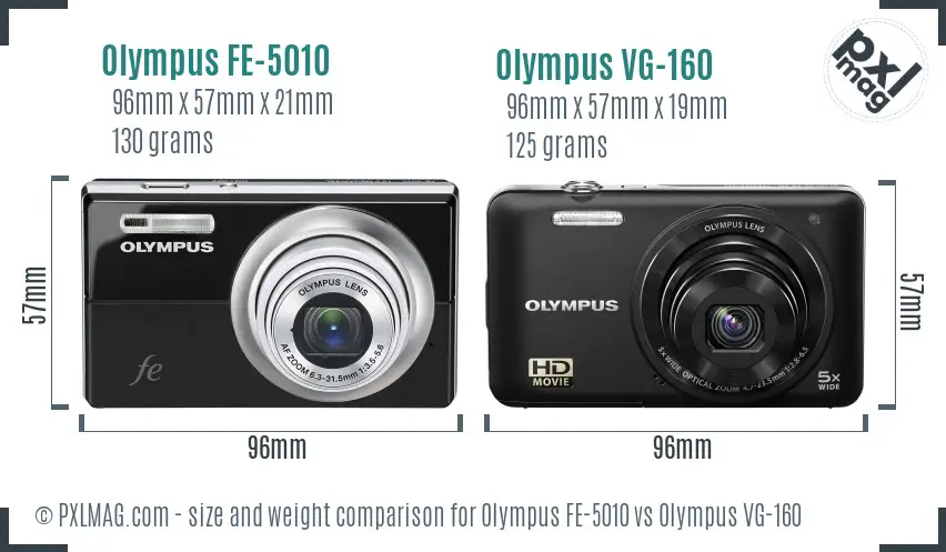 Olympus FE-5010 vs Olympus VG-160 size comparison