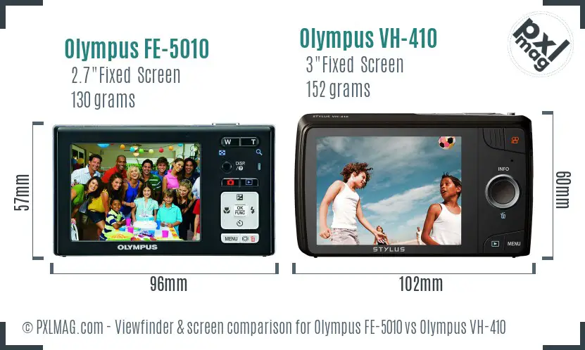 Olympus FE-5010 vs Olympus VH-410 Screen and Viewfinder comparison