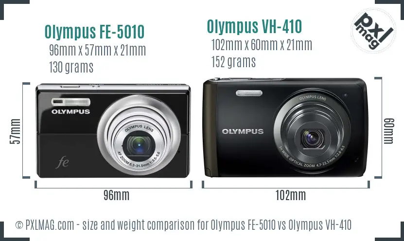 Olympus FE-5010 vs Olympus VH-410 size comparison