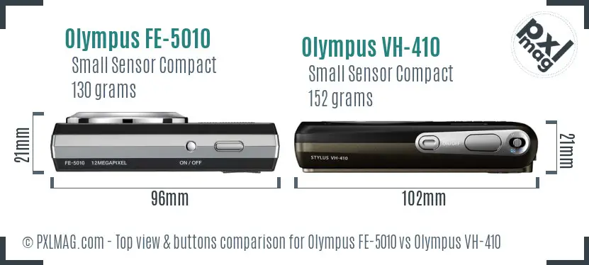 Olympus FE-5010 vs Olympus VH-410 top view buttons comparison
