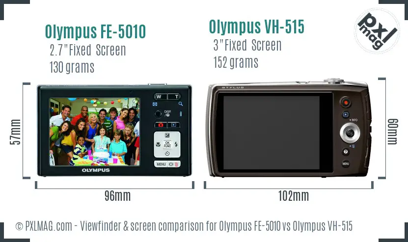 Olympus FE-5010 vs Olympus VH-515 Screen and Viewfinder comparison