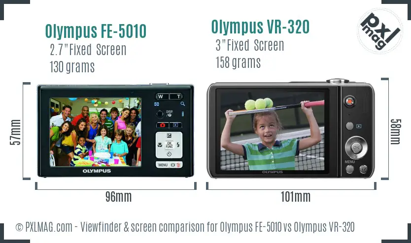 Olympus FE-5010 vs Olympus VR-320 Screen and Viewfinder comparison
