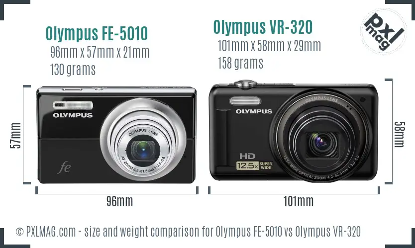 Olympus FE-5010 vs Olympus VR-320 size comparison