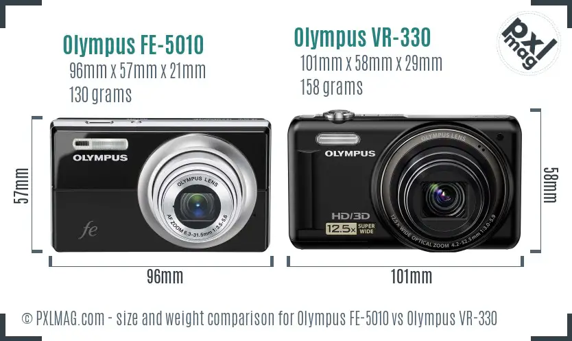 Olympus FE-5010 vs Olympus VR-330 size comparison