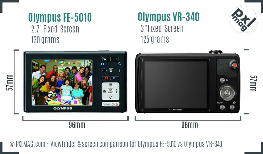 Olympus FE-5010 vs Olympus VR-340 Screen and Viewfinder comparison