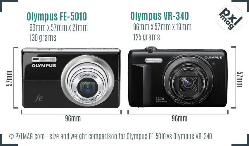 Olympus FE-5010 vs Olympus VR-340 size comparison