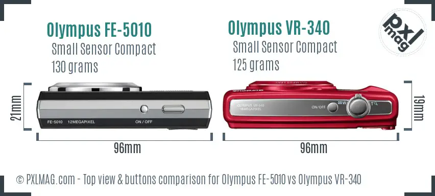 Olympus FE-5010 vs Olympus VR-340 top view buttons comparison