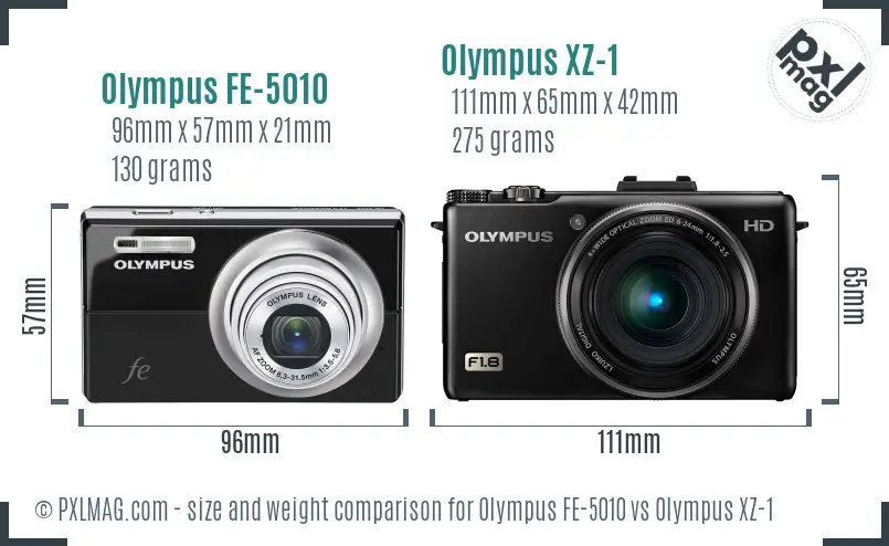 Olympus FE-5010 vs Olympus XZ-1 size comparison