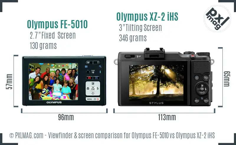 Olympus FE-5010 vs Olympus XZ-2 iHS Screen and Viewfinder comparison