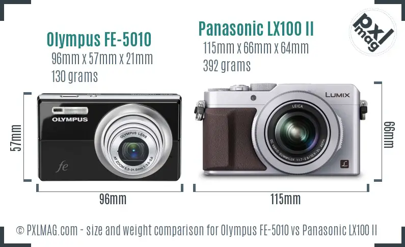 Olympus FE-5010 vs Panasonic LX100 II size comparison