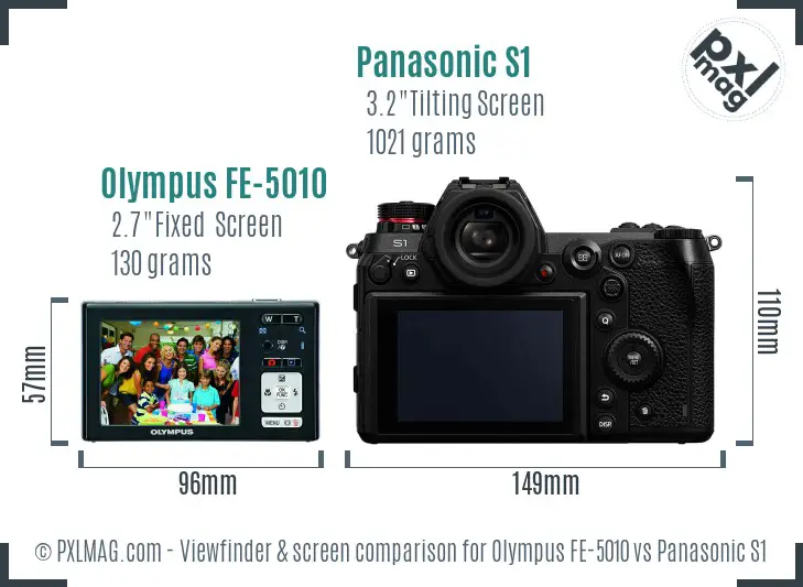 Olympus FE-5010 vs Panasonic S1 Screen and Viewfinder comparison
