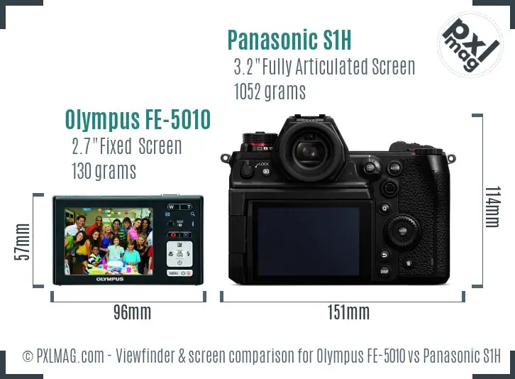 Olympus FE-5010 vs Panasonic S1H Screen and Viewfinder comparison