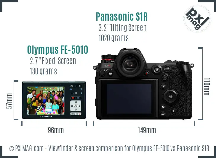 Olympus FE-5010 vs Panasonic S1R Screen and Viewfinder comparison