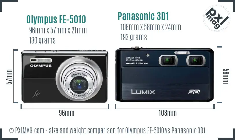 Olympus FE-5010 vs Panasonic 3D1 size comparison