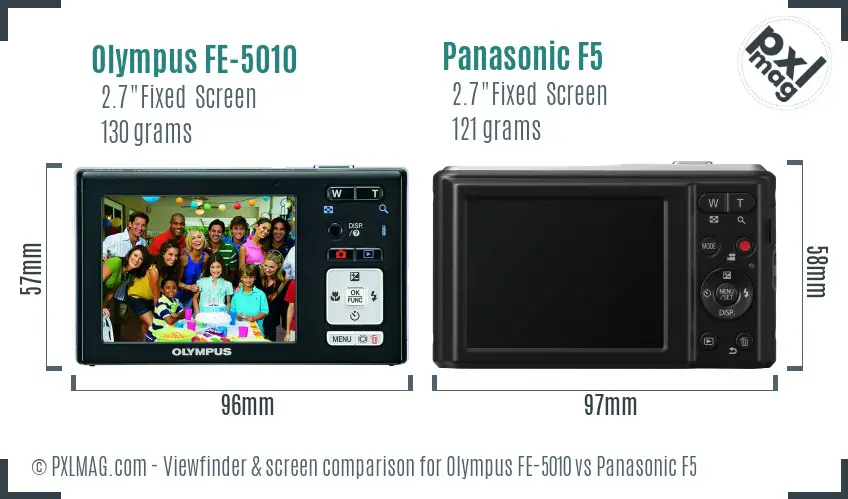 Olympus FE-5010 vs Panasonic F5 Screen and Viewfinder comparison