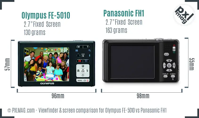 Olympus FE-5010 vs Panasonic FH1 Screen and Viewfinder comparison