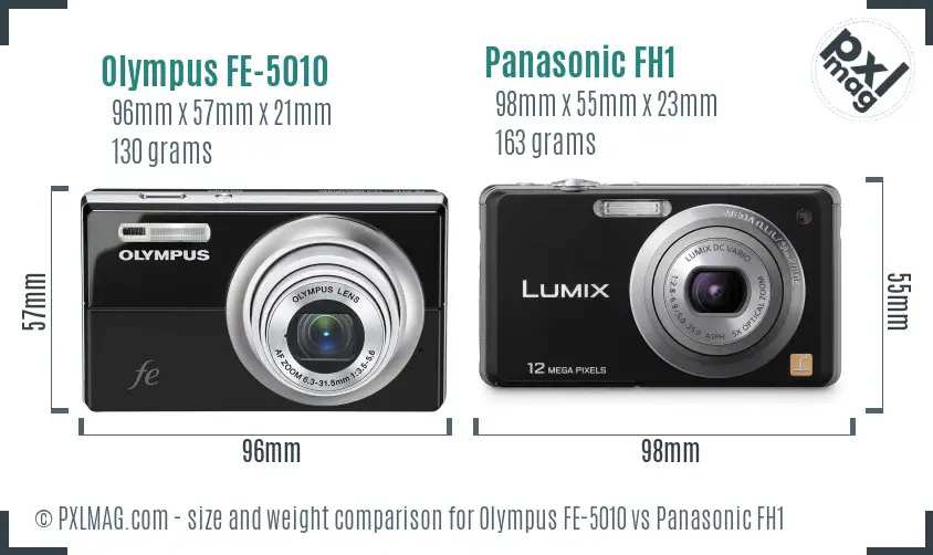 Olympus FE-5010 vs Panasonic FH1 size comparison