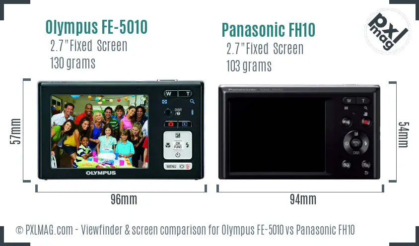 Olympus FE-5010 vs Panasonic FH10 Screen and Viewfinder comparison