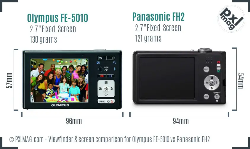 Olympus FE-5010 vs Panasonic FH2 Screen and Viewfinder comparison