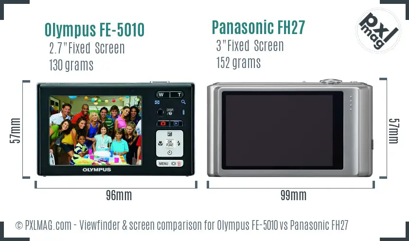 Olympus FE-5010 vs Panasonic FH27 Screen and Viewfinder comparison