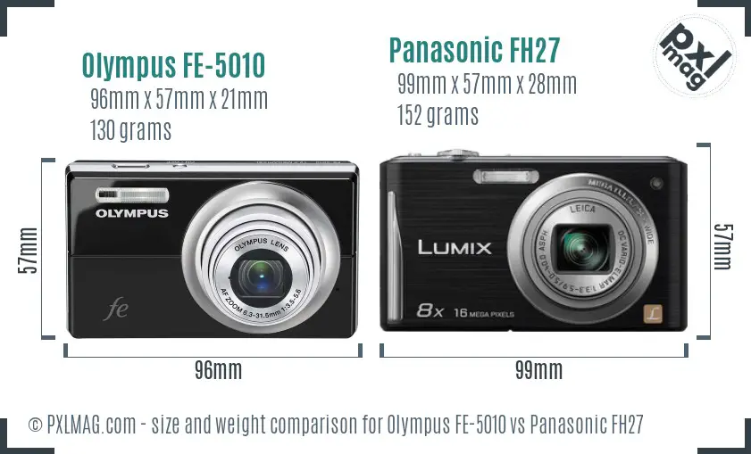 Olympus FE-5010 vs Panasonic FH27 size comparison