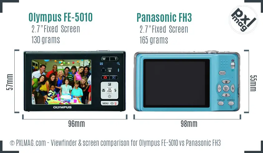 Olympus FE-5010 vs Panasonic FH3 Screen and Viewfinder comparison