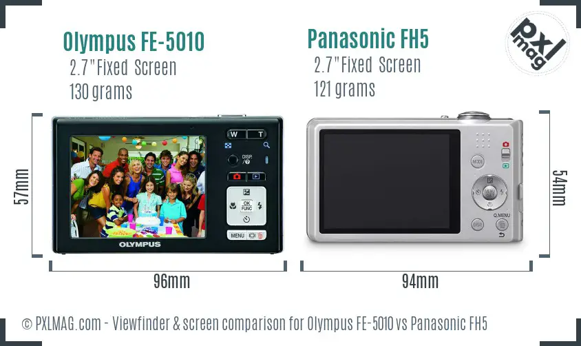 Olympus FE-5010 vs Panasonic FH5 Screen and Viewfinder comparison