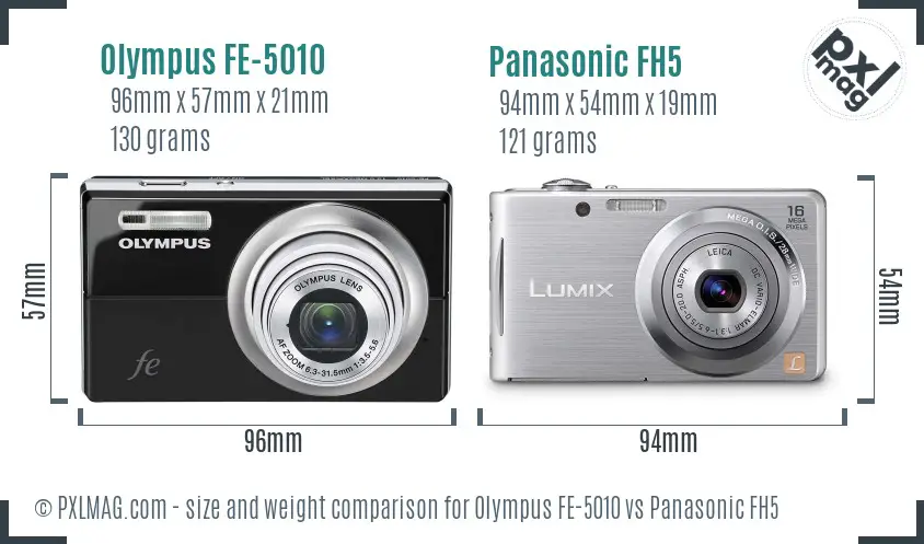 Olympus FE-5010 vs Panasonic FH5 size comparison