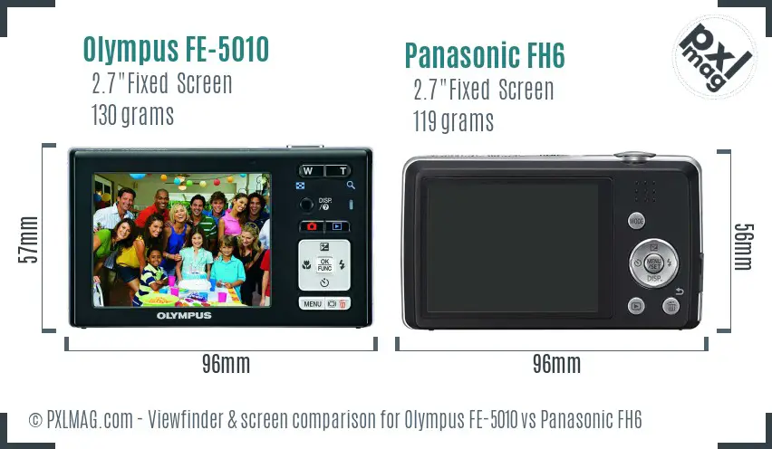 Olympus FE-5010 vs Panasonic FH6 Screen and Viewfinder comparison