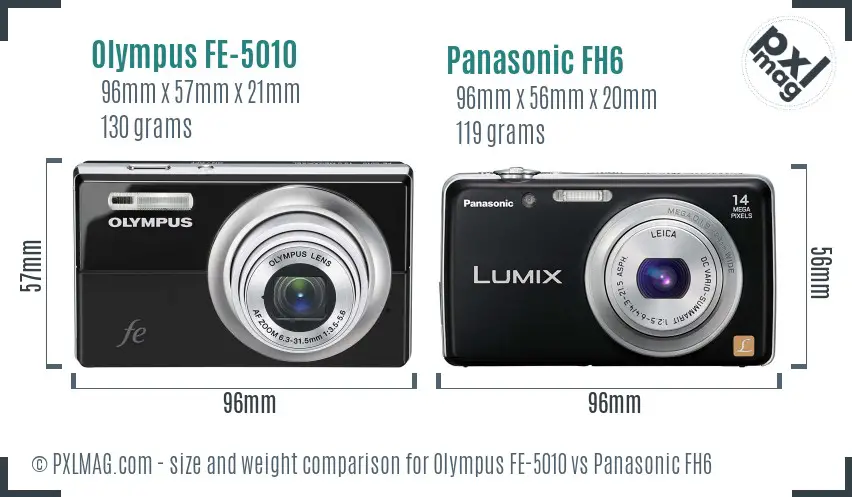 Olympus FE-5010 vs Panasonic FH6 size comparison