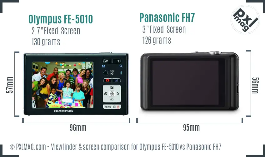 Olympus FE-5010 vs Panasonic FH7 Screen and Viewfinder comparison