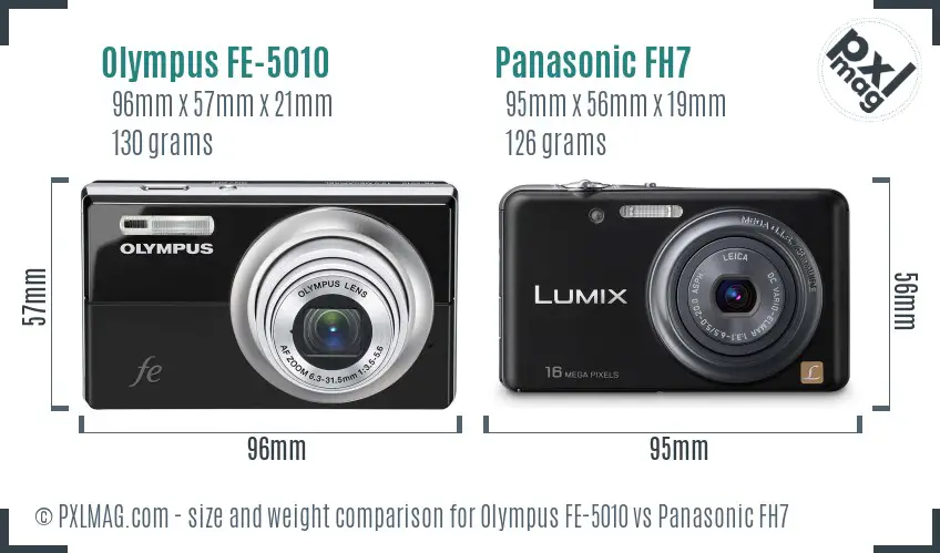 Olympus FE-5010 vs Panasonic FH7 size comparison