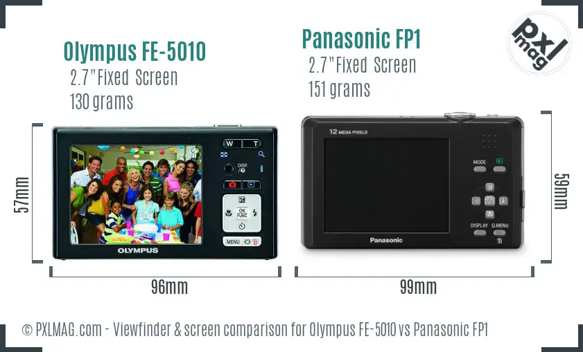 Olympus FE-5010 vs Panasonic FP1 Screen and Viewfinder comparison