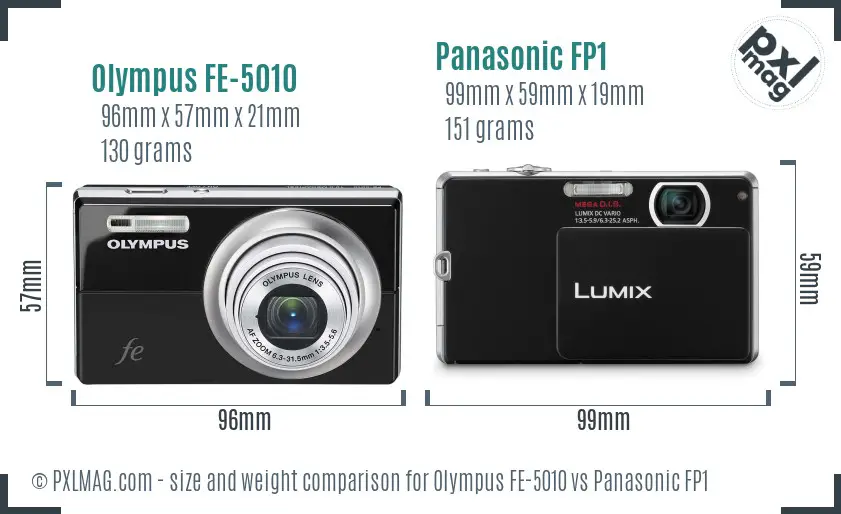 Olympus FE-5010 vs Panasonic FP1 size comparison