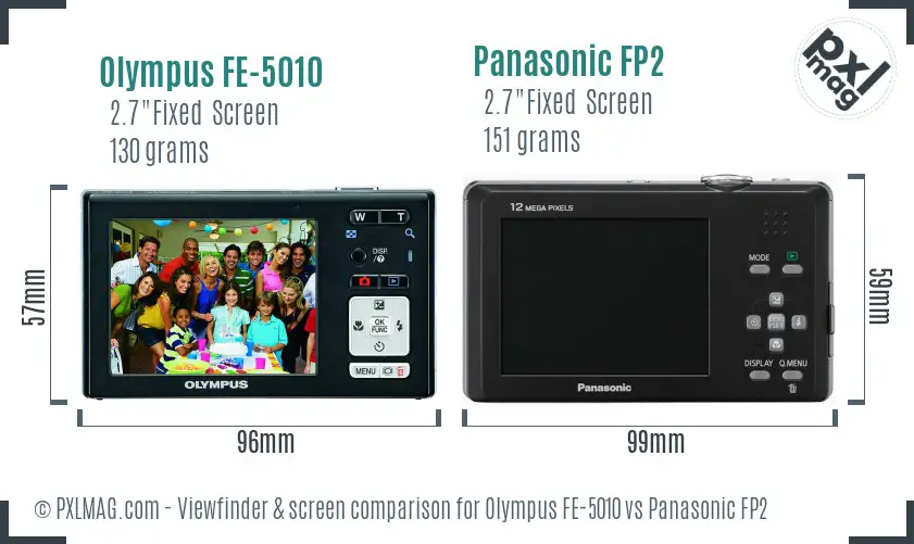 Olympus FE-5010 vs Panasonic FP2 Screen and Viewfinder comparison