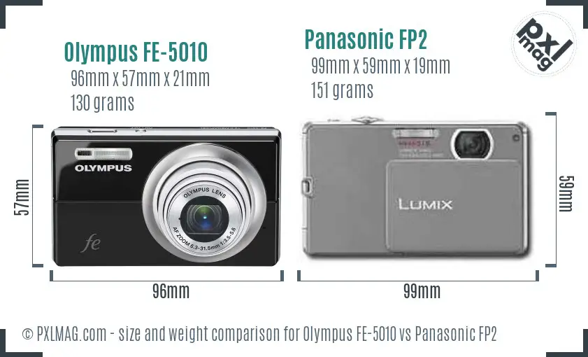 Olympus FE-5010 vs Panasonic FP2 size comparison