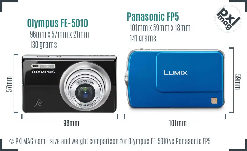 Olympus FE-5010 vs Panasonic FP5 size comparison