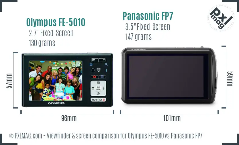 Olympus FE-5010 vs Panasonic FP7 Screen and Viewfinder comparison