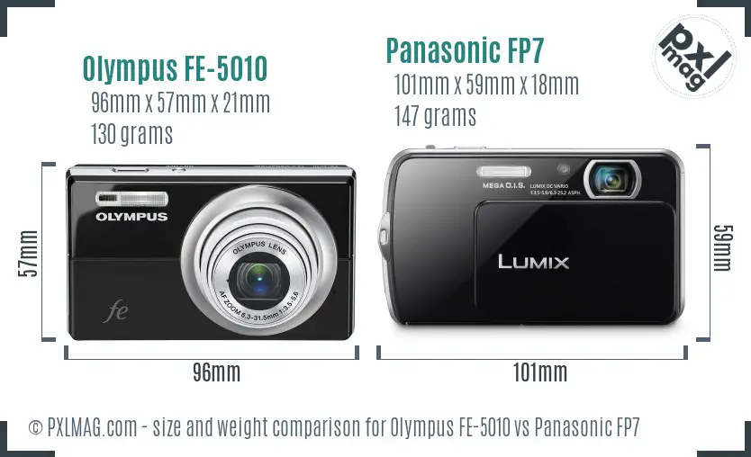 Olympus FE-5010 vs Panasonic FP7 size comparison